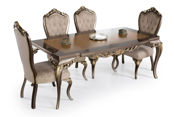 Dining room chair, chair, chairs, wood, luxury dining room, fabric, style, baroque, 1x armchair.