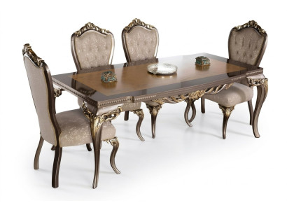 Dining room chair, chair, chairs, wood, luxury dining room, fabric, style, baroque, 1x armchair.