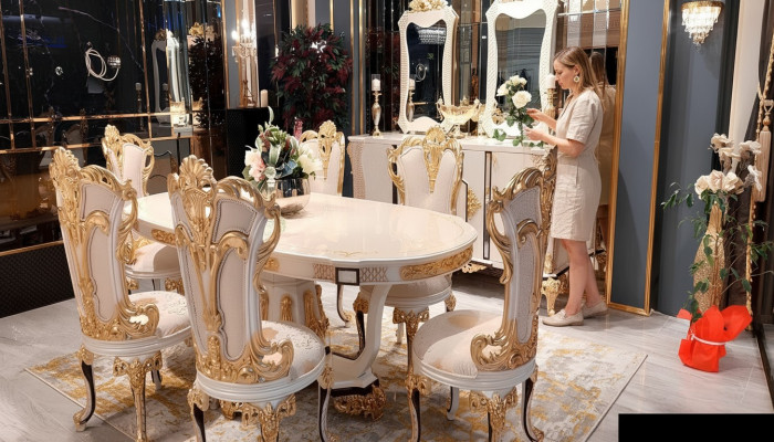 Luxury dining room dining table chair wood tables table baroque dining chairs furniture group
