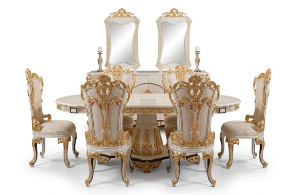 Luxury dining room dining table chair wood tables table baroque dining chairs furniture group
