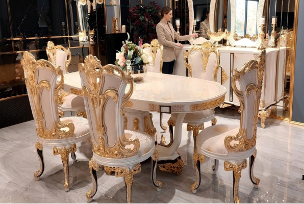 Group Set 6 Chair Dining Chair Chairs Wood Luxury Dining Set Furniture Set