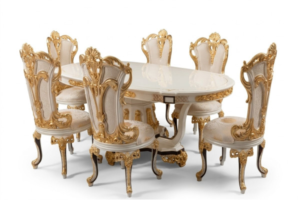 Group Set 6 Chair Dining Chair Chairs Wood Luxury Dining Set Furniture Set