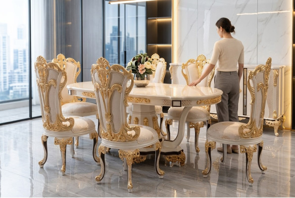 Dining room chair chair chairs wood luxury dining room dining fabric style baroque rococo