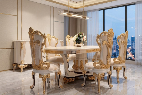 Dining room chair chair chairs wood luxury dining room dining fabric style baroque rococo