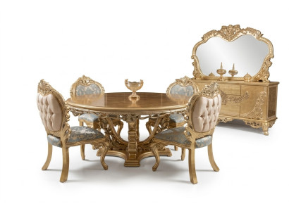 Luxury Suite Set Dining Room Dining Table Chair Sideboard Mirror Chairs Table 7-piece set.