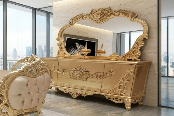 Sideboard Mirror Luxury Group Dresser Set Dressers Cabinet Sideboards Gold