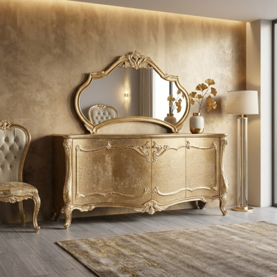 Set dresser with mirror ensemble, wooden group dressers, sideboard furniture, baroque.