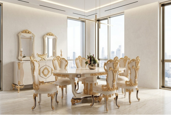 Elegant dining room set in gold for sophisticated interiors