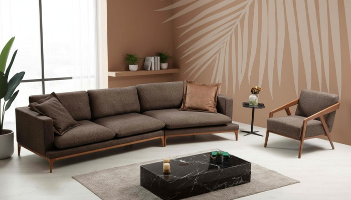 Sectional sofa, living room sofas, fabric, luxury, L-shaped corner, wood style, modern furniture, new.