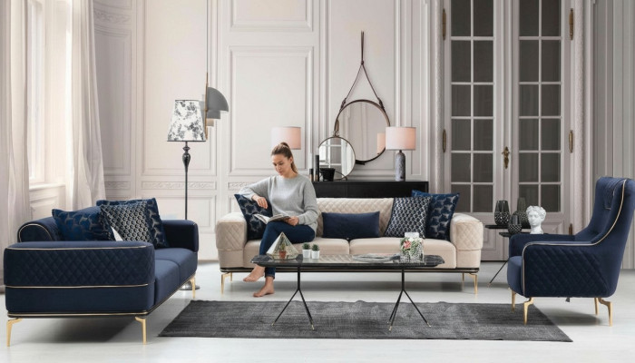 Sofa set luxury armchair sofas three-seater 3+3+1 seat set modern