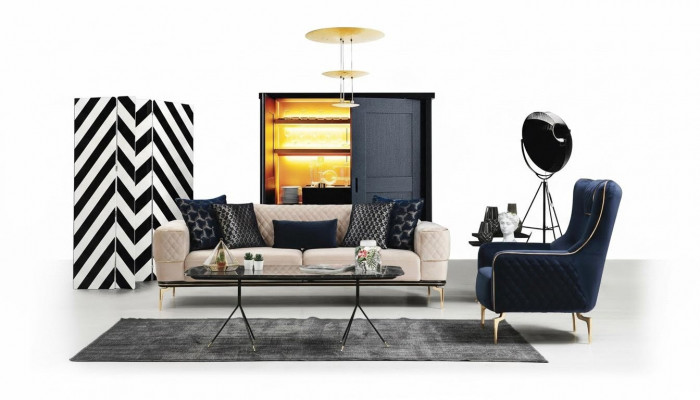 Set sofa suite sofa sofas 3+1 seater armchair fabric wood modern polyester