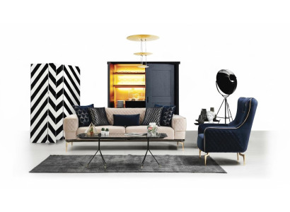 Set sofa suite sofa sofas 3+1 seater armchair fabric wood modern polyester