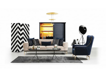 Set sofa suite sofa sofas 3+1 seater armchair fabric wood modern polyester