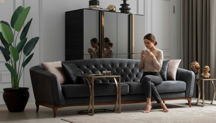 Four-seater sofa luxury 4-seater sofas upholstered couch fabric seat modern seating