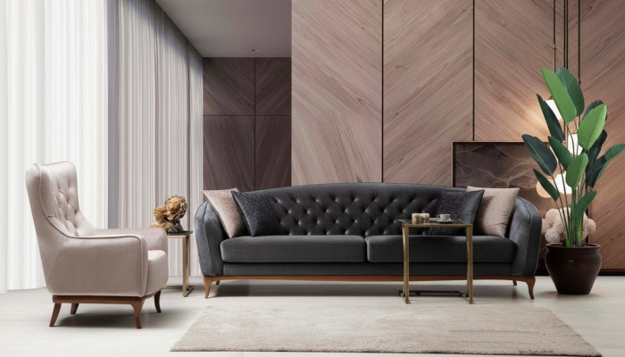 Luxury Couch Sofa Set Complete Sofa Set 4+1 Seater Armchair Fabric Set New