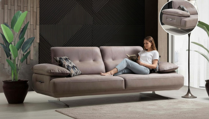 Italian style furniture three-seater couch upholstered sofa luxury couches textile fabric