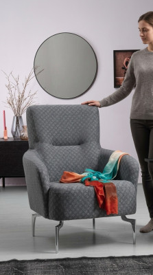 Armchair Single Luxury 1-Seater Upholstered Seat Designer Textile Seat Fabric Modern