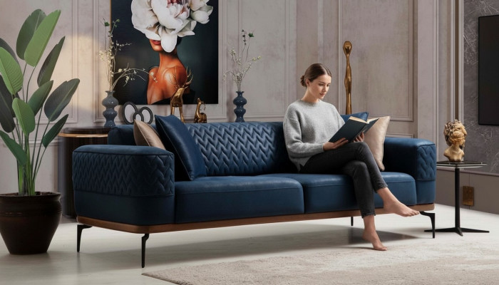 Design three-seater modern couch blue couches luxury sofa furniture upholstery loft new