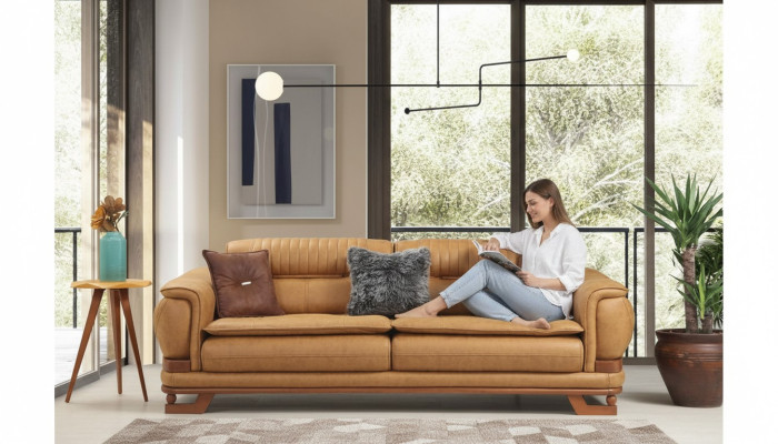 Three-seater sofa, three-seater couch, three-seater sofas, design living room, faux leather.