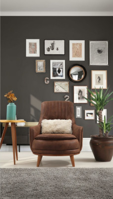 Armchair Wingback Design Upholstered Living Room 1-Seat Faux Leather Chair