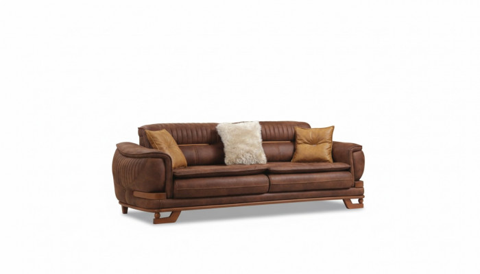 Luxury Three-Seater Sofa Triple Sofa Design Living Room Faux Leather