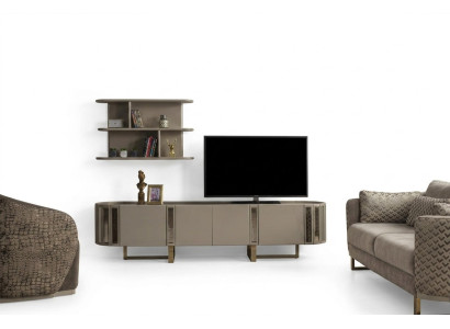 Wall unit, TV lowboard, shelf set, TV stand, sideboard, chest of drawers, living room
