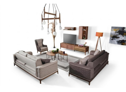 Luxury Sofa Set 3+3+1 Seater Sofa Fabric Armchair Modern Brown Sofas