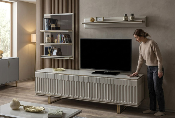 Luxury TV Wall Living Room RTV Lowboard TV Stand Sideboard Shelf Wall Unit