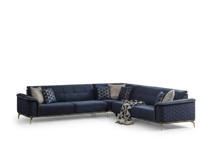 Luxury corner sofa royal blue velvet couch corner set sofa couches living landscape new