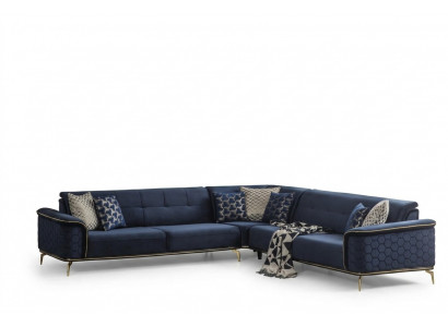 Luxury corner sofa royal blue velvet couch corner set sofa couches living landscape new