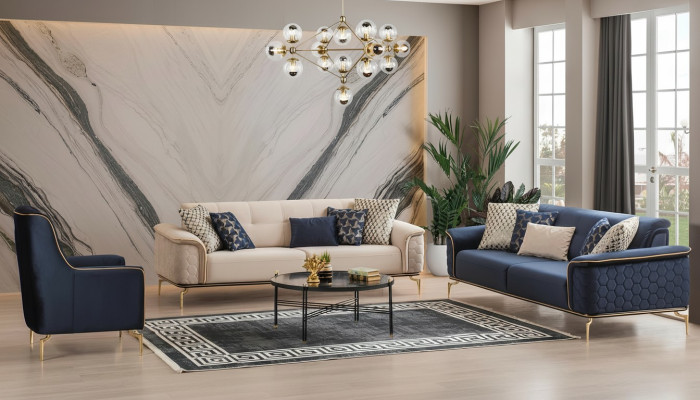 Sofa set set sofas sofa armchair three-seater 3+3+1 seater fabric group new