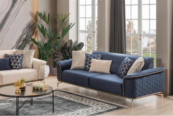 Three-seater sofa, 3-seater luxury sofas, living room, modern fabric design, textile fabric.