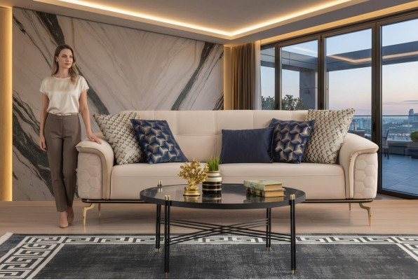 Three-seater sofa 3-seater luxury sofas living room furniture decor fabric design
