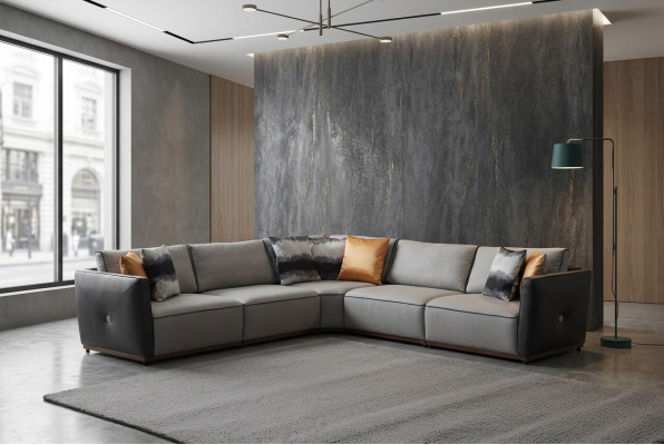 Sectional sofa, L-shape, large sofa, corner living room, polyester, modern luxury fabric, new