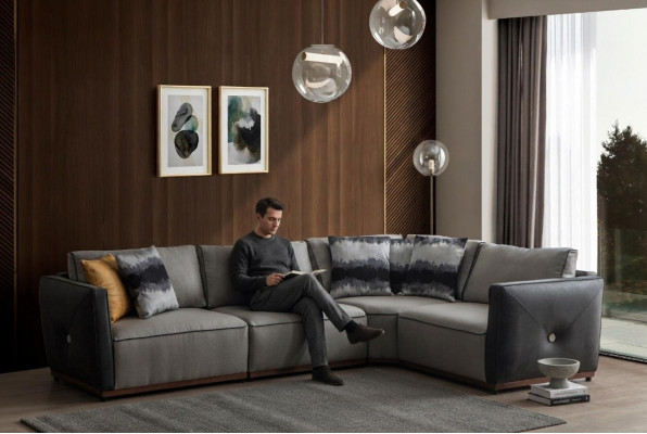 Living room corner sofa L-shaped sofa corner fabric sofa luxury fabric corner suite new