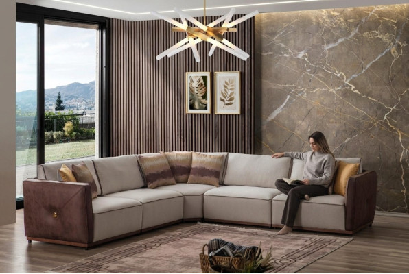 Luxury Corner Sofa, Sofas L-Shaped, Large Sofa Corner Living Room, Polyester, Modern Fabric, New