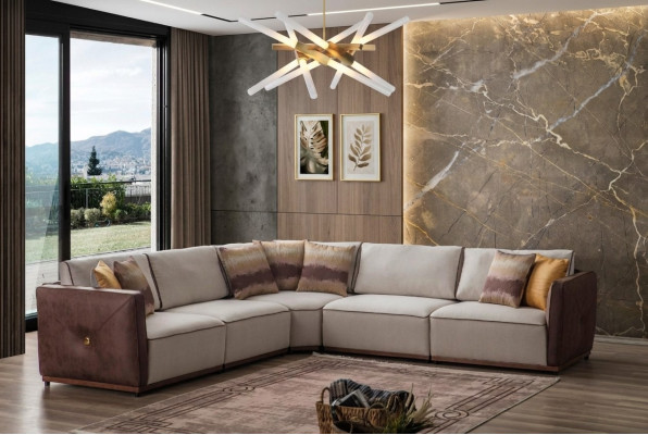 Luxury Corner Sofa, Sofas L-Shaped, Large Sofa Corner Living Room, Polyester, Modern Fabric, New