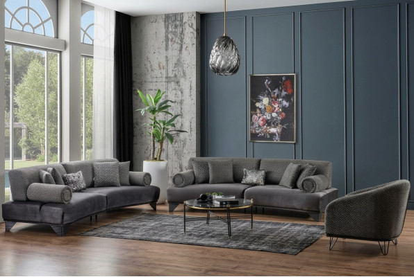 Luxury Sofa Set Suite Sofas Sofa Armchair Three-Seater 3+3+1 Seater Fabric New