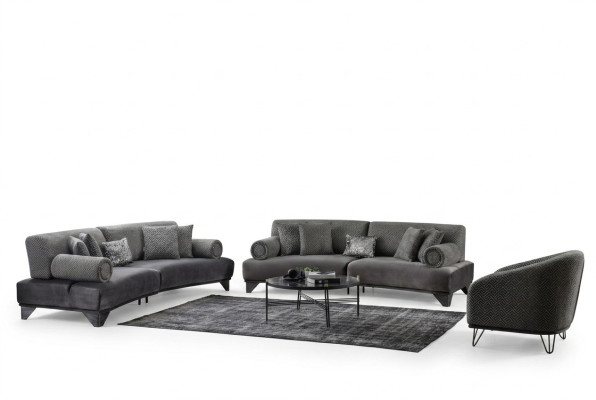 Luxury Sofa Set Suite Sofas Sofa Armchair Three-Seater 3+3+1 Seater Fabric New