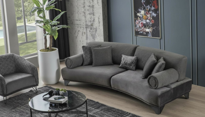 Luxury Sofa Three-Seater 3-Seater Sofas Living Room Curved Couch Fabric Design New