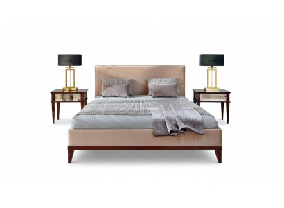 Modern brown-beige bedroom luxury bed wooden double bed new
