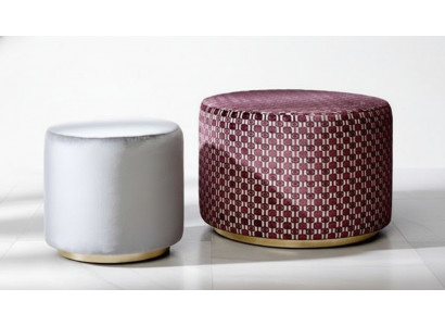 Group ottoman stool bench pouf velvet stool fabric round wood set of 2 pieces