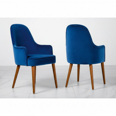 Dining room chair chair armchair seat 1 seat club chair fabric blue dining room wood