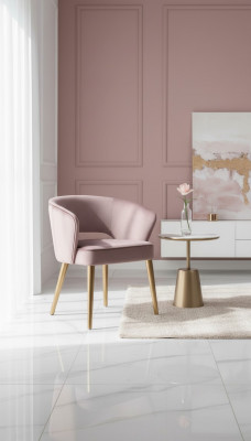Luxury dining chair, chair, armchair, seat, 1 seat, club chair, fabric dining room, pink