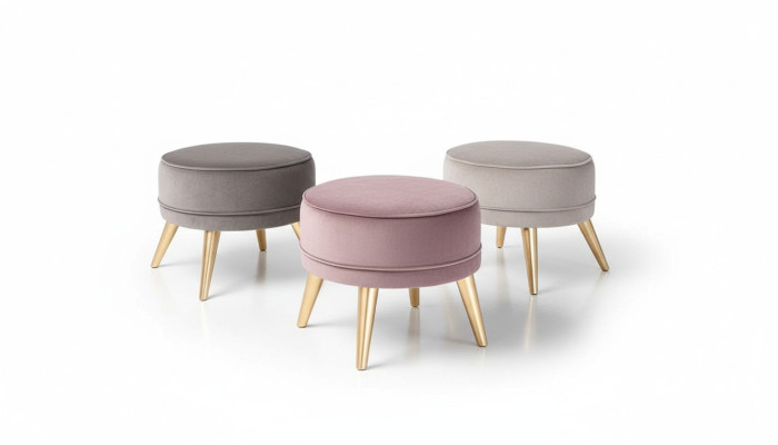 Stool Ottoman Pouf Modern Luxury Fabric Design Living Room Pink Round