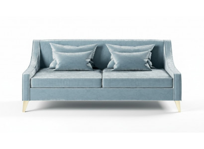 Velvet three-seater sofa, 3-seat sofas, fabric living room, polyester, modern luxury, blue.