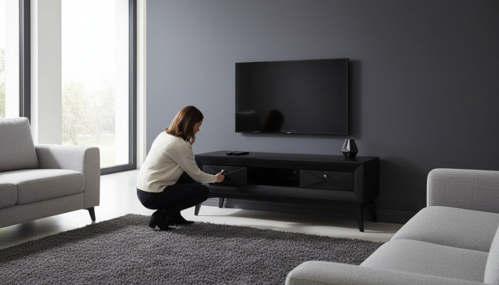 Lowboard TV stand sideboard table living room modern wood black design