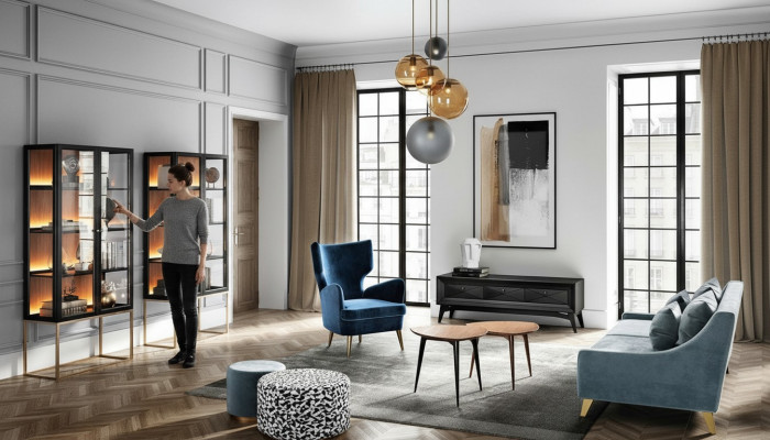 Furniture living room sofa armchair display cabinet stool TV coffee table set group 9-piece set