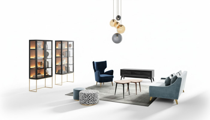 Furniture living room sofa armchair display cabinet stool TV coffee table set group 9-piece set