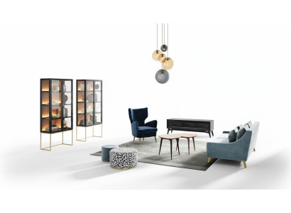 Furniture living room sofa armchair display cabinet stool TV coffee table set group 9-piece set